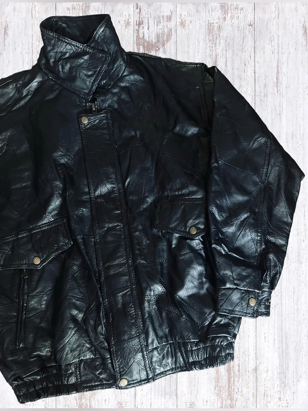 EUC Vintage Men’s Flight Path Leather Jacket Large Black Bomber/Biker